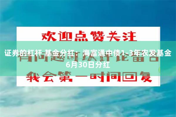 证券的杠杆 基金分红：海富通中债1-3年农发基金6月30日分红