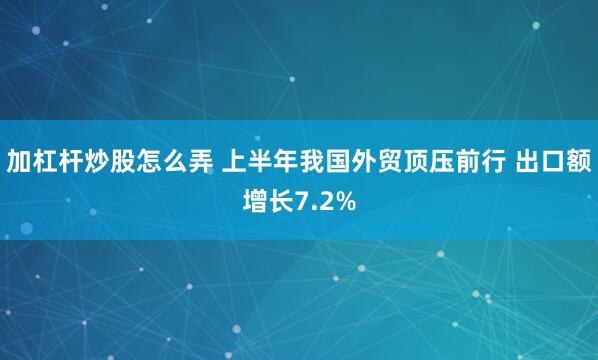 加杠杆炒股怎么弄 上半年我国外贸顶压前行 出口额增长7.2%